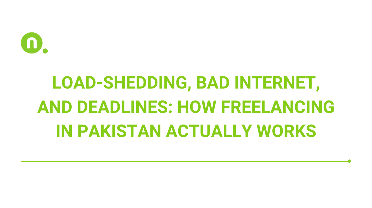 A developer working at a desk, representing remote freelance work in Pakistan